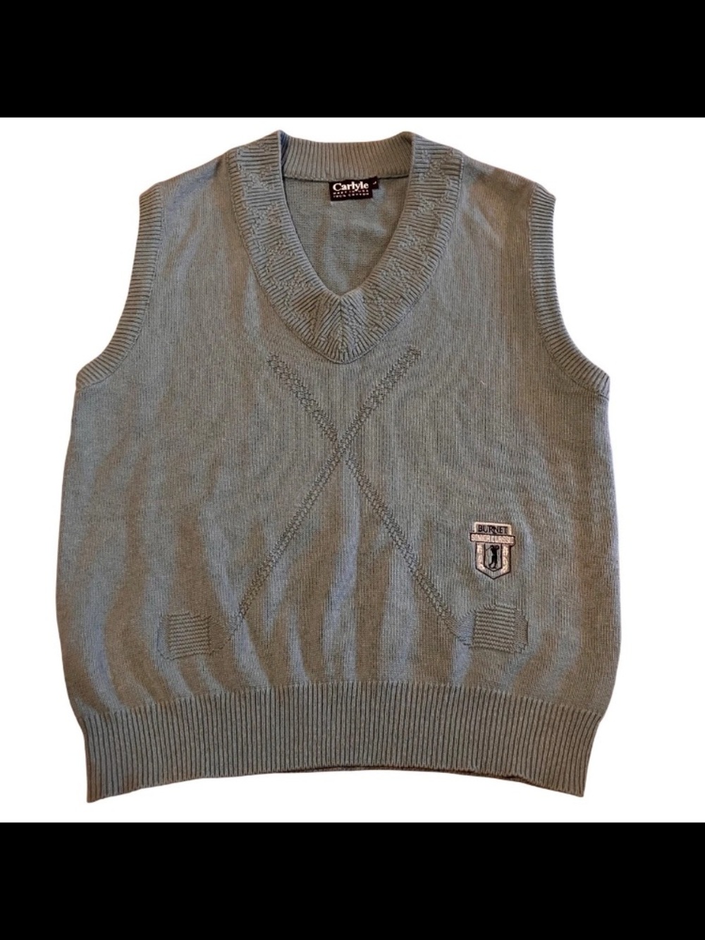 Vintage Burnet Senior Classic Golf Sweater Vest Knit Club Pattern Preppy